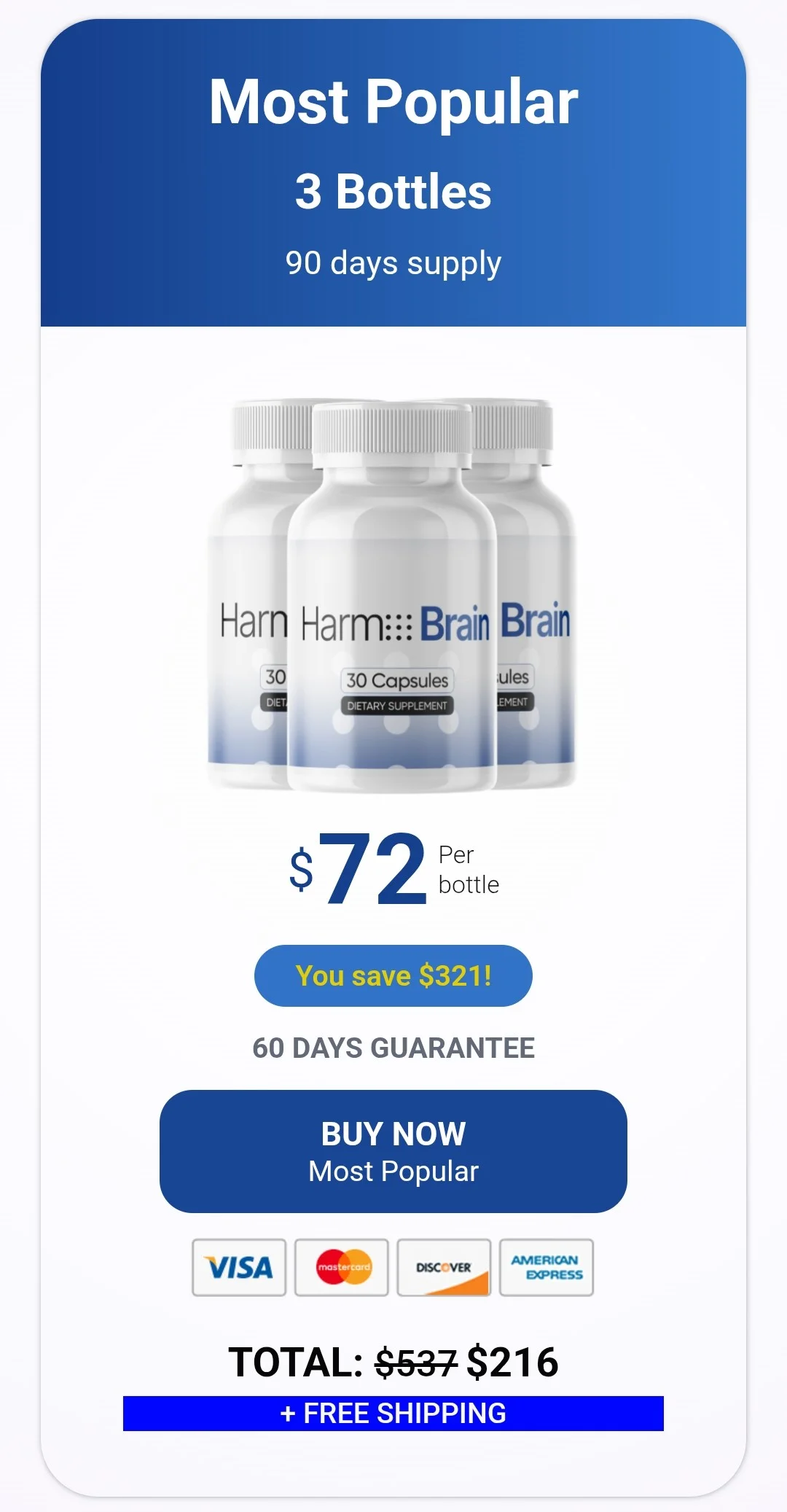 Harmo Brain™ 3 bottles pricing